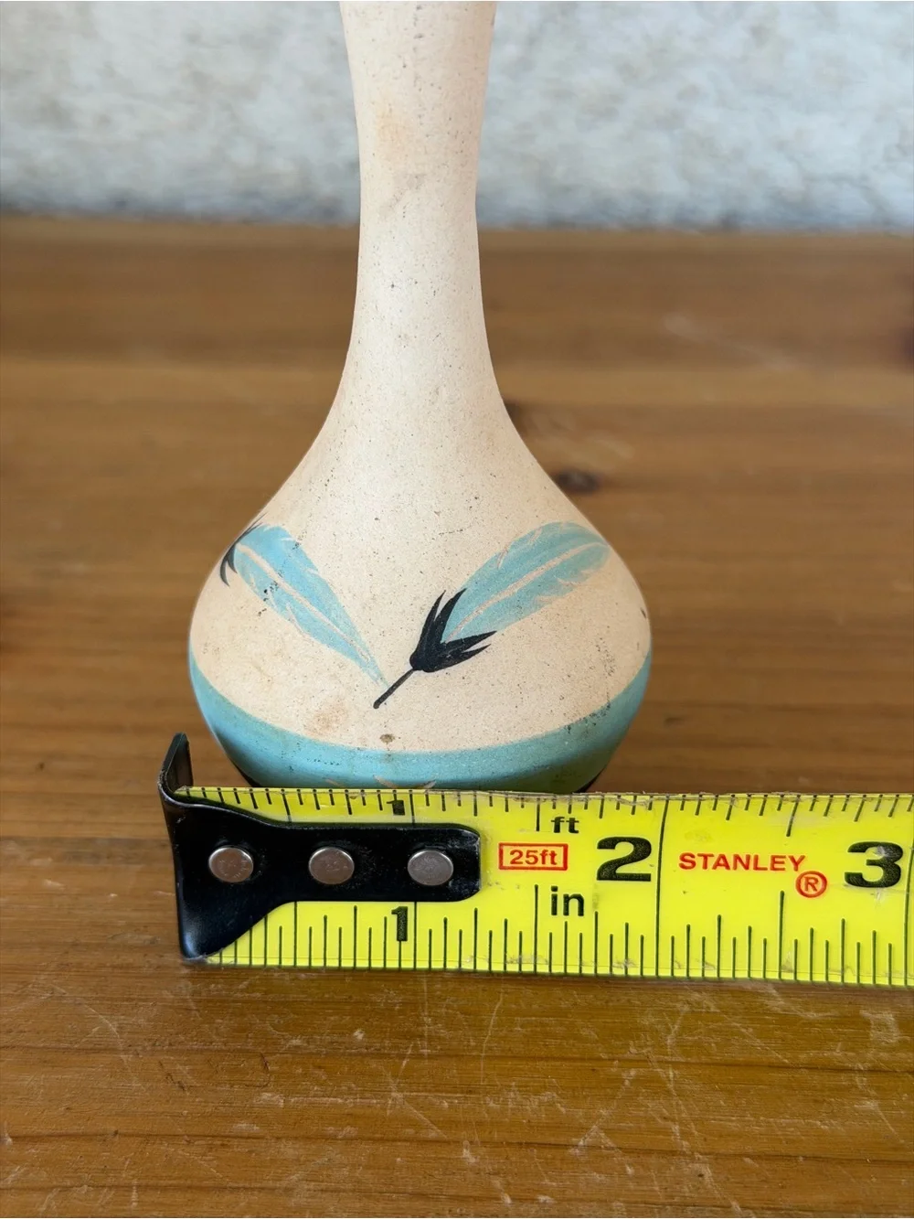 Handcrafted Sandstone Feather Vase in Light Blue